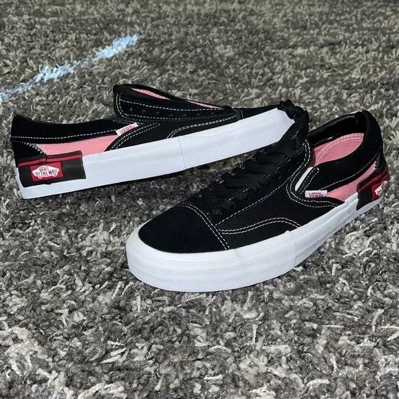 Vans Shoes New Vans Slipon Cap In Black Pink Icing Poshmark